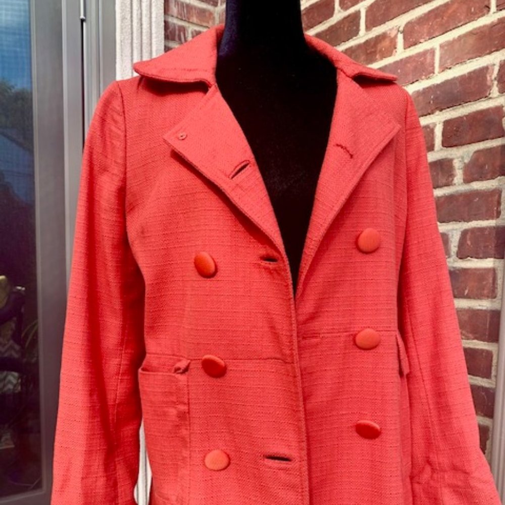 Womans Small Double-Breasted Orange Pea coat